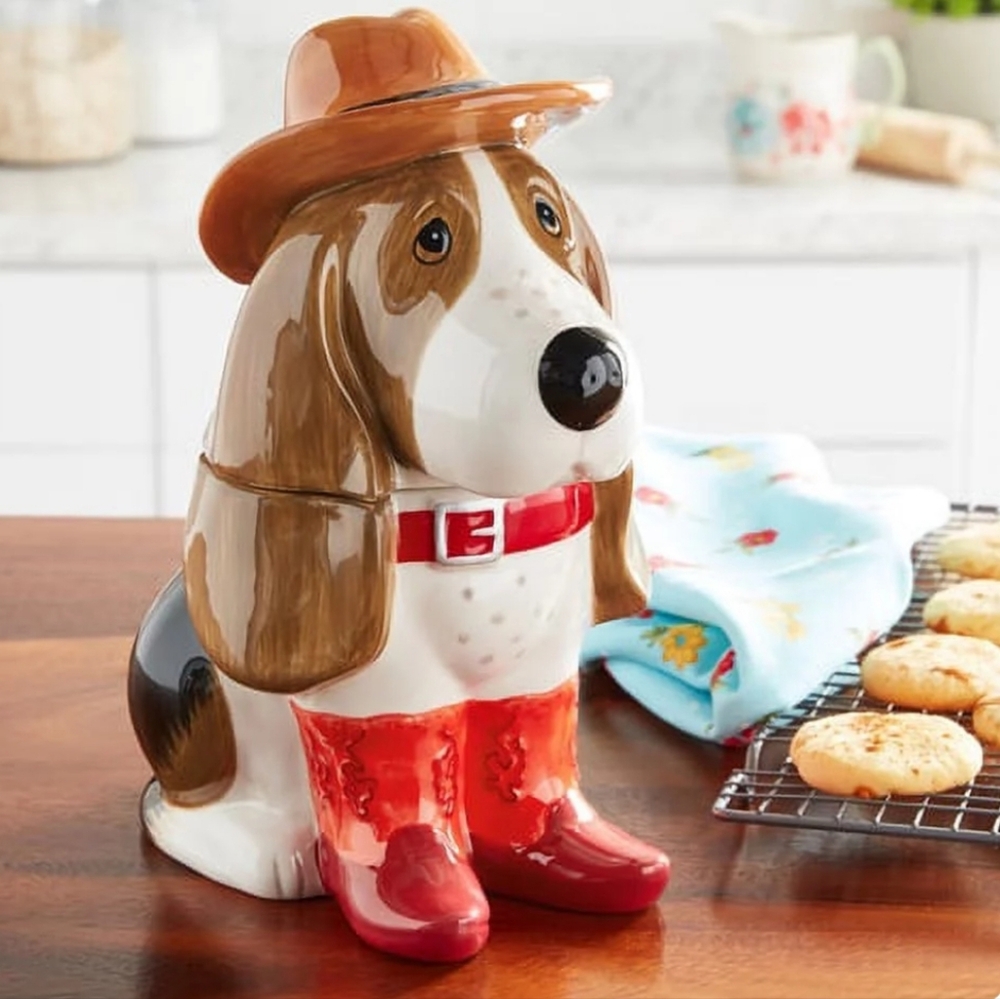 💕 New Pioneer Woman Cowboy Charlie Red Boots Cookie Jar